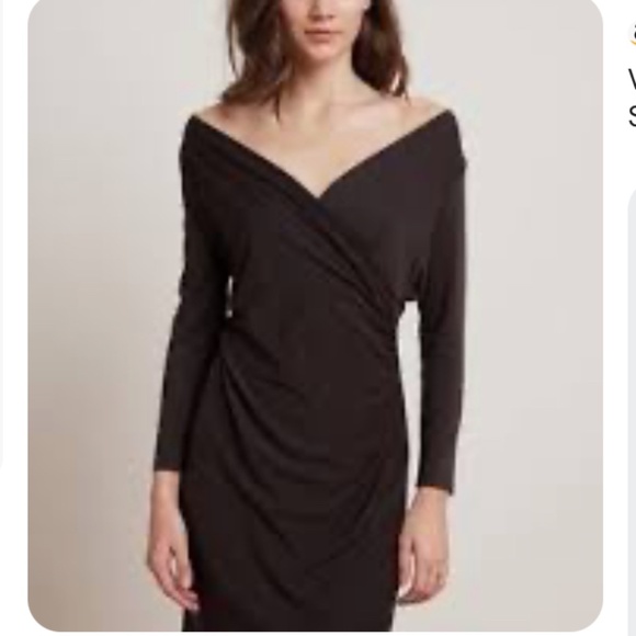 Velvet by Graham and Spencer Plum Grey Front Wrap Jersey Bodycon Sheath Dress M - Picture 2 of 13